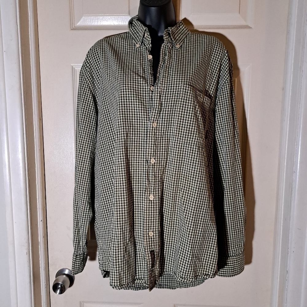 Timberland button Down gingham print shirt size large